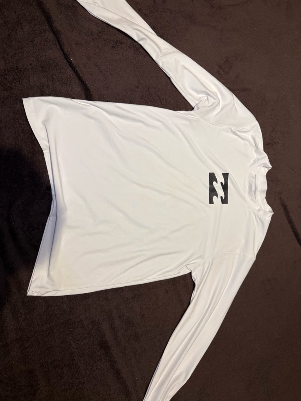 Billabong White Long Sleeve Surf Rash Guard with Black Logo